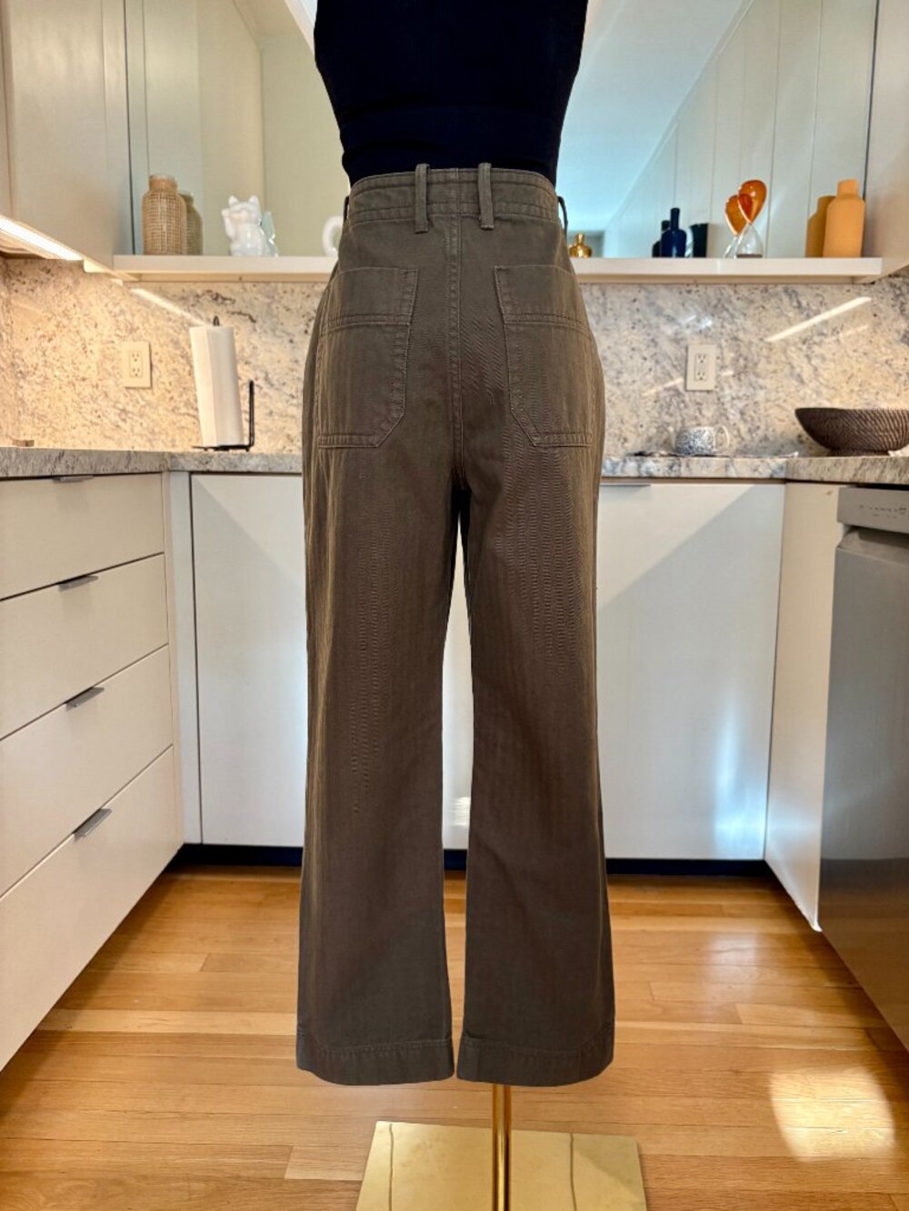 Everlane Organic Cotton Herringbone Fatigue Pants Brown Size 2 - Picture 3 of 10